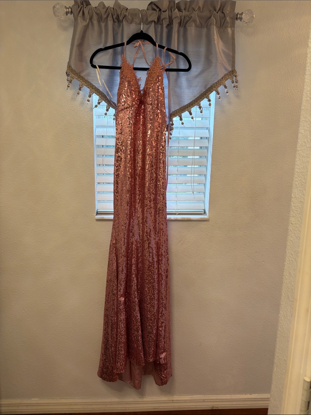 Sequin Halter Gown - Rose Gold